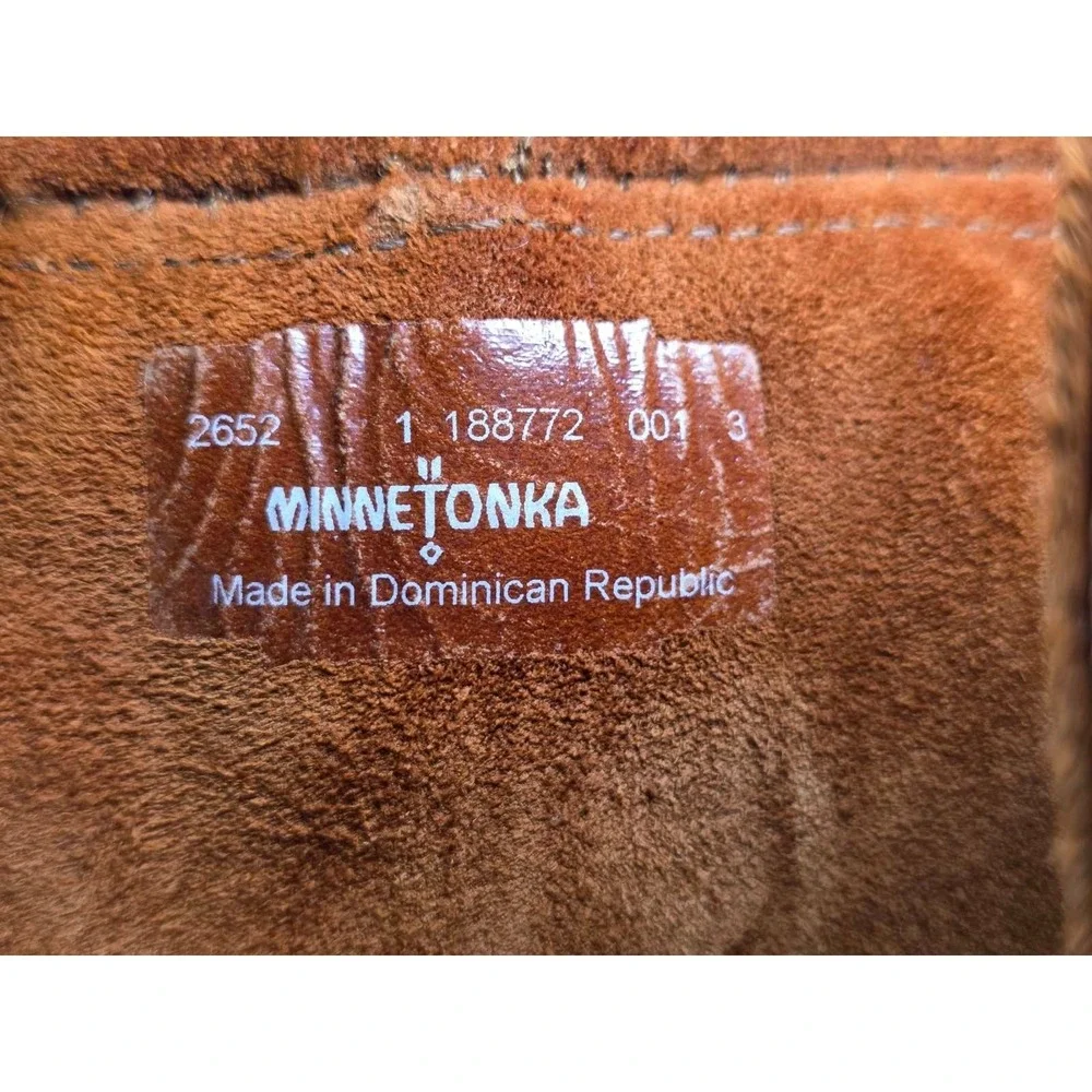 Minnetonka‎ Three Layer Fringe Boots Girls Size 1 Brown Suede Mid Calf Western